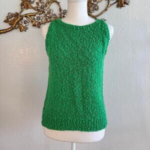 Hand knit emerald green sleeveless sweater